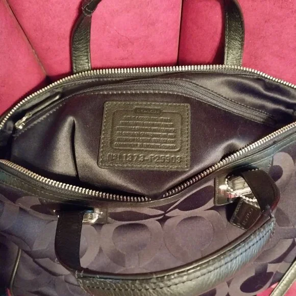 Coach Taylor OP Art Satchel Handbag Double Handle Black Purse - Picture 7 of 9